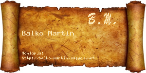 Balko Martin névjegykártya